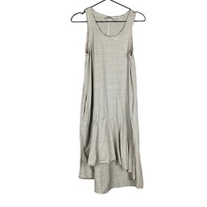 Zara black and white striped high low ruffle dress